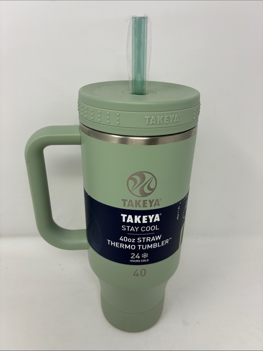 Takeya 40oz Mint Green Straw Thermo Tumbler with Handle